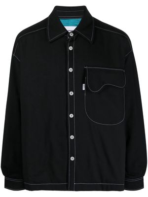 Bonsai logo-patch contrast-stitching shirt - Black