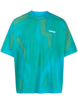 Bonsai logo-print abstract pattern T-shirt - Blue