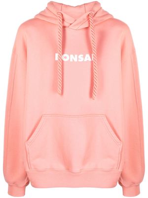 Bonsai logo-print cotton hoodie - Pink