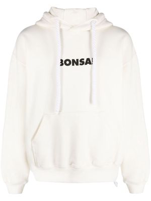 Bonsai logo-print cotton hoodie - White
