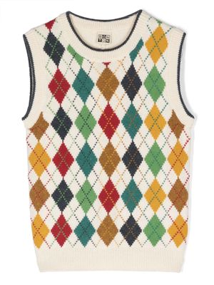 Bonton argyle-knit cotton-blend vest - Neutrals