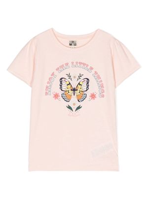 Bonton butterfly-print cotton T-shirt - Pink