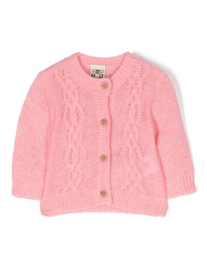 Bonton cable-knit crew-neck cardigan - Pink