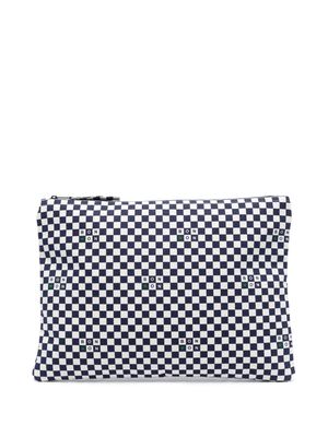 Bonton checkboard-print clutch bag - Blue