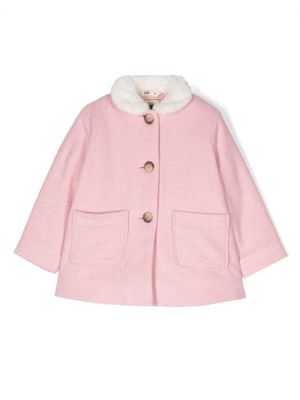 Bonton faux-fur collar coat - Pink