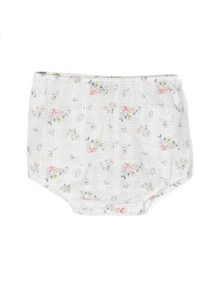 Bonton floral-print checked shorts - White