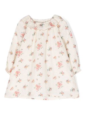 Bonton floral-print cotton minidress - Neutrals