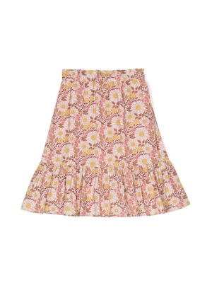 Bonton floral-print ruffle skirt - Pink