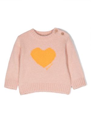 Bonton heart-intarsia button-up sweatshirt - Pink