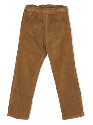 Bonton heart-patch corduroy trousers - Brown