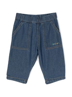 Bonton logo-embroidered elasticated-waistband jeans - Blue
