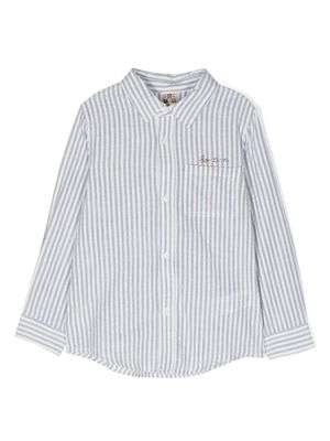 Bonton logo-embroidered striped shirt - White