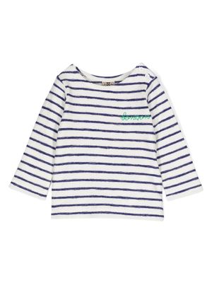 Bonton logo-embroidered striped sweatshirt - White