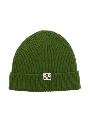 Bonton logo-patch ribbed-knit beanie - Green
