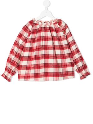 Bonton plaid-check cotton twill blouse - Red