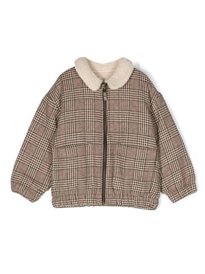Bonton plaid-check pattern bomber jacket - Brown