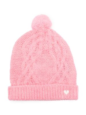 Bonton pompom-detail cable-knit beanie - Pink