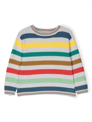 Bonton rainbow-striped knitted top - Grey