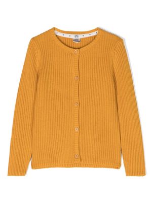 Bonton ribbed-knit slim-cut cardigan - Yellow