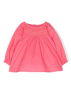 Bonton smocked-waist long-sleeve blouse - Pink