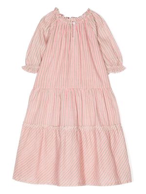 Bonton stripe-print panelled midi dress - Pink