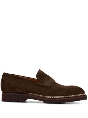Bontoni almond-toe leather loafers - Brown
