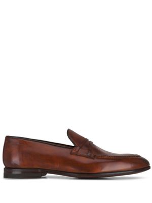 Bontoni Festoso almond-toe leather loafers - Brown