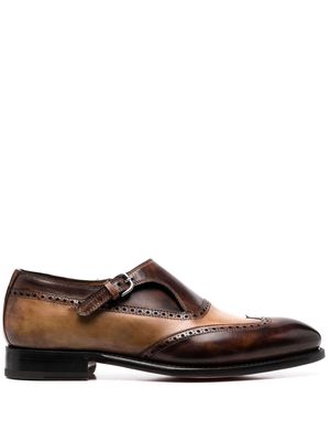 Bontoni leather monk shoes - Brown