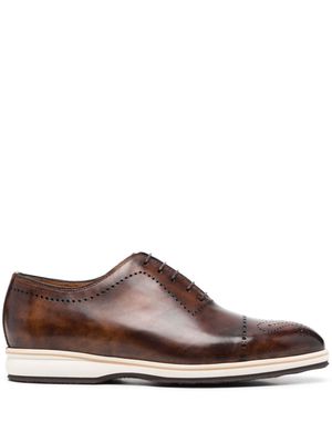 Bontoni polished-finish lace-up brogue shoes - Brown