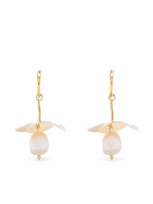 BONVO pearl pendant mini hoop earrings - Gold