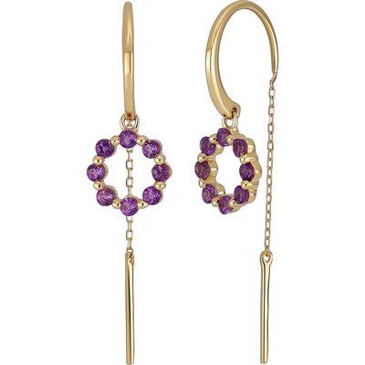 Bony Levy 14K Gold Amethyst Threader Earrings in 14K Yellow Gold 