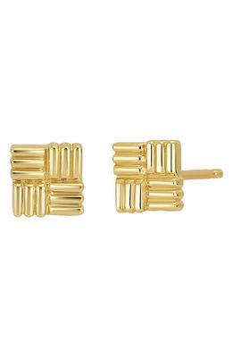 Bony Levy 14K Gold Textured Square Stud Earrings in 14K Yellow Gold