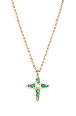 Bony Levy El Mar Emerald & Diamond Cross Pendant Necklace in 18K Yellow Gold