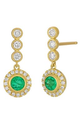 Bony Levy El Mar Emerald & Diamond Drop Earrings in 18K Yellow Gold Emerald