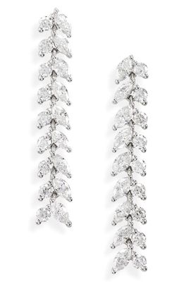 Bony Levy Getty Diamond Floral Linear Drop Earrings in 18K White Gold