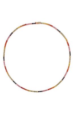 Bony Levy Iris Rainbow Sapphire Tennis Necklace in Rose Gold