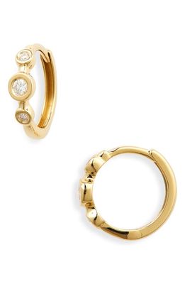 Bony Levy Monaco Alternating Diamond Huggie Hoop Earrings in 18K Yellow Gold