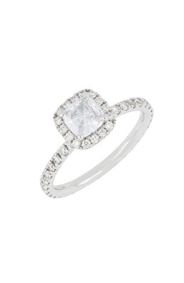 Bony Levy Pave Diamond Halo Cushion Engagement Ring Setting in White Gold