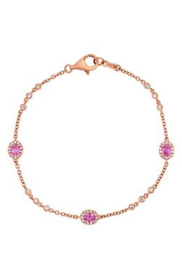 Bony Levy Pink Sapphire & Diamond Station Bracelet in 18K Rose Gold