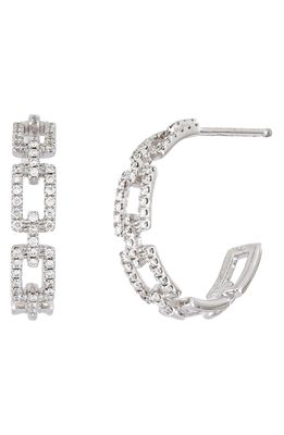 Bony Levy Prism Link Diamond Hoop Earrings in White Gold