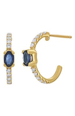 Bony Levy Sapphire & Diamond Hoop Earrings in 18K Yellow Gold