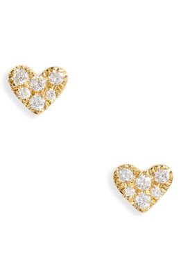 Bony Levy Simple Obession Pave Diamond Heart Stud Earrings in 18K Yellow Gold