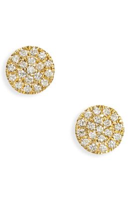 Bony Levy Simple Obsession Pavé Diamond Disc Stud Earrings in 18K Yellow Gold