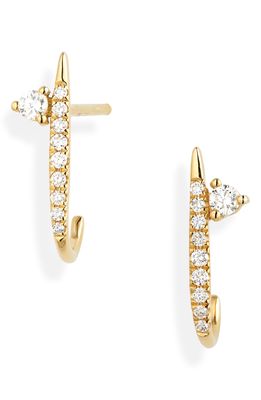 Bony Levy Simple Obsession Pave Diamond Side Earrings in 18K Yellow Gold