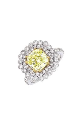 Bony Levy Yellow Diamond Halo Ring in 18K White/yellow