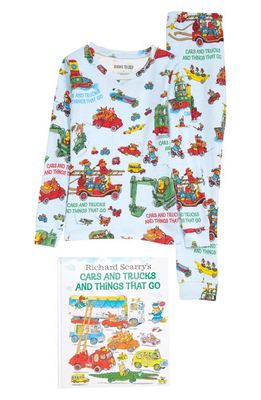 Books to Bed Kids' 'Cars and Trucks and Things That Go' Fitted Two-Piece Pajamas & Book Set in Blue