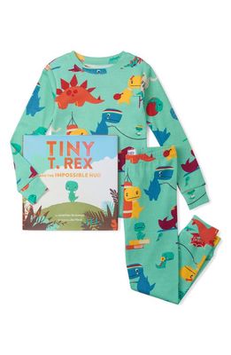 Books to Bed Kids' 'Tiny T-Rex and the Impossible Hug' Fitted Two-Piece Pajamas & Book Set in Green