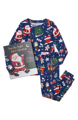 Books to Bed Kids' ''Twas the Night Before Christmas' Fitted Two-Piece Pajamas & Book Set in Blue