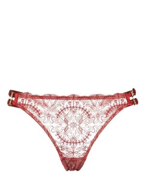Bordelle Cymatic sheer-lace thong - Red