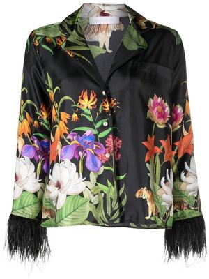 Borgo De Nor feather-trim long-sleeved blouse - Black
